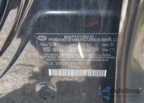 2020 Hyundai Elantra Sel z USA, uszkodzony, nr VIN 5NPD84LFXLH567311